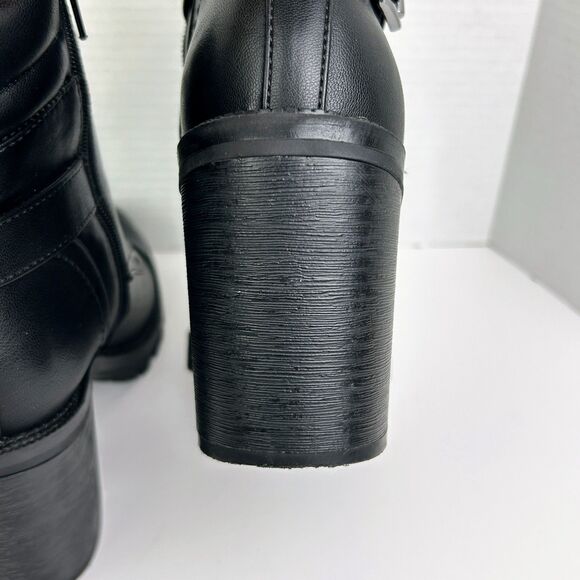 GBG Guess Jaydyn  Lace Up Ankle Boots Combat Heeled  w/ Zip & Buckle Black 8 EUC - Picture 10 of 14
